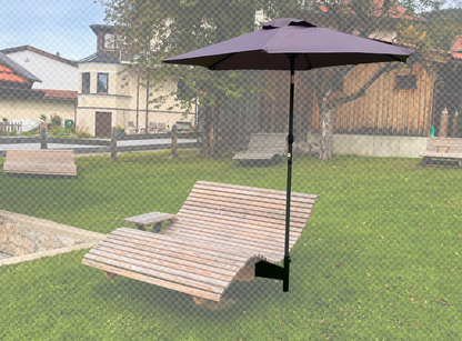 Sonnenschirm mit Halterung für Drehliegen und Waldsofa