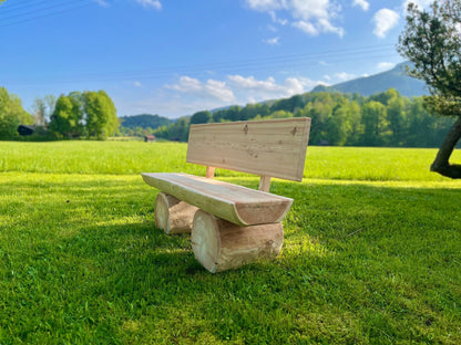 Baumstammbank ,,Buchsee" aus Lärchenholz mit Lehne