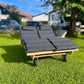 Radliege  ,,Schaalsee" Gartenliege aus Lärchenholz mit Bockrollen