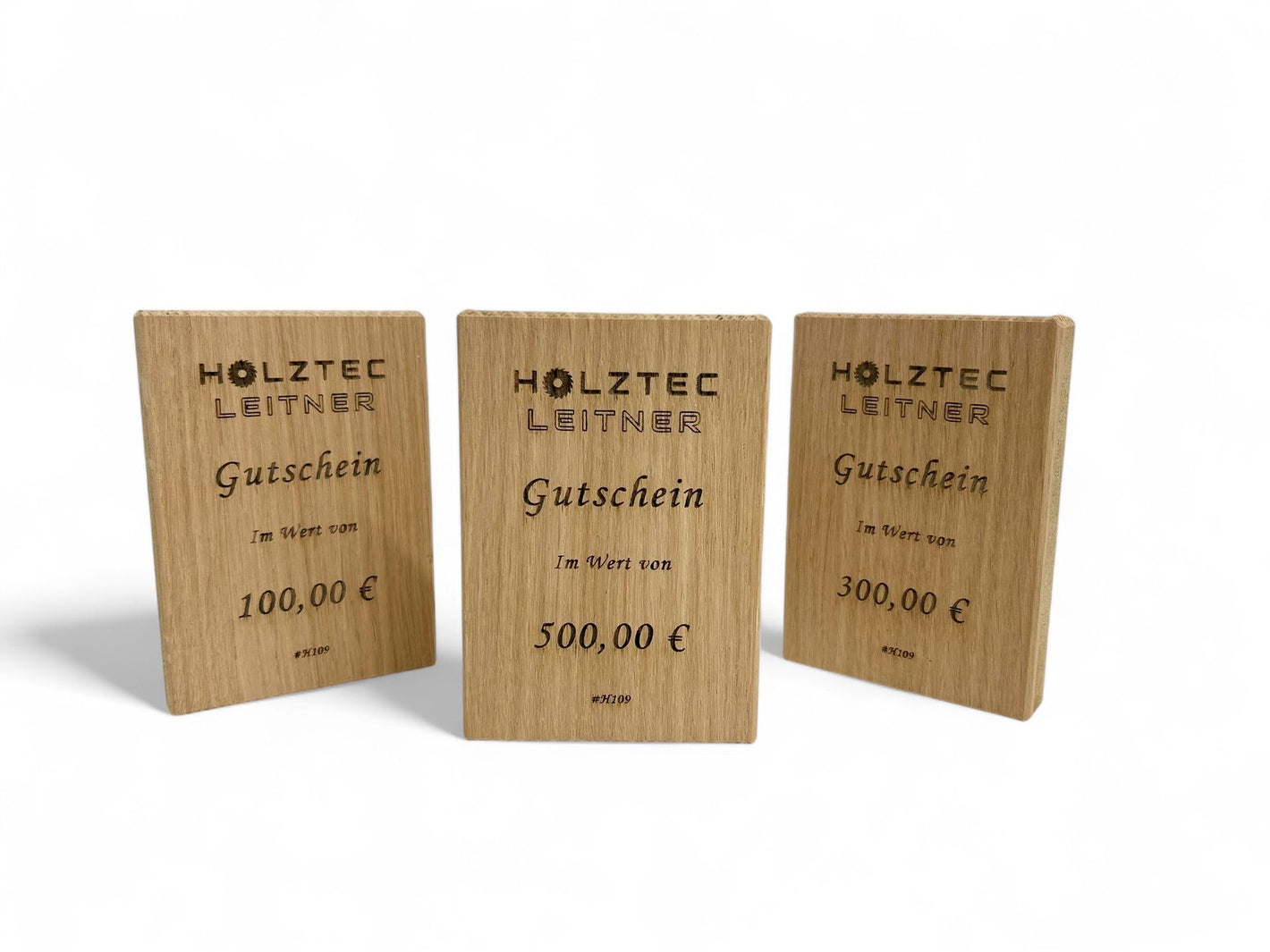 Geschenkgutschein aus Eichenholz