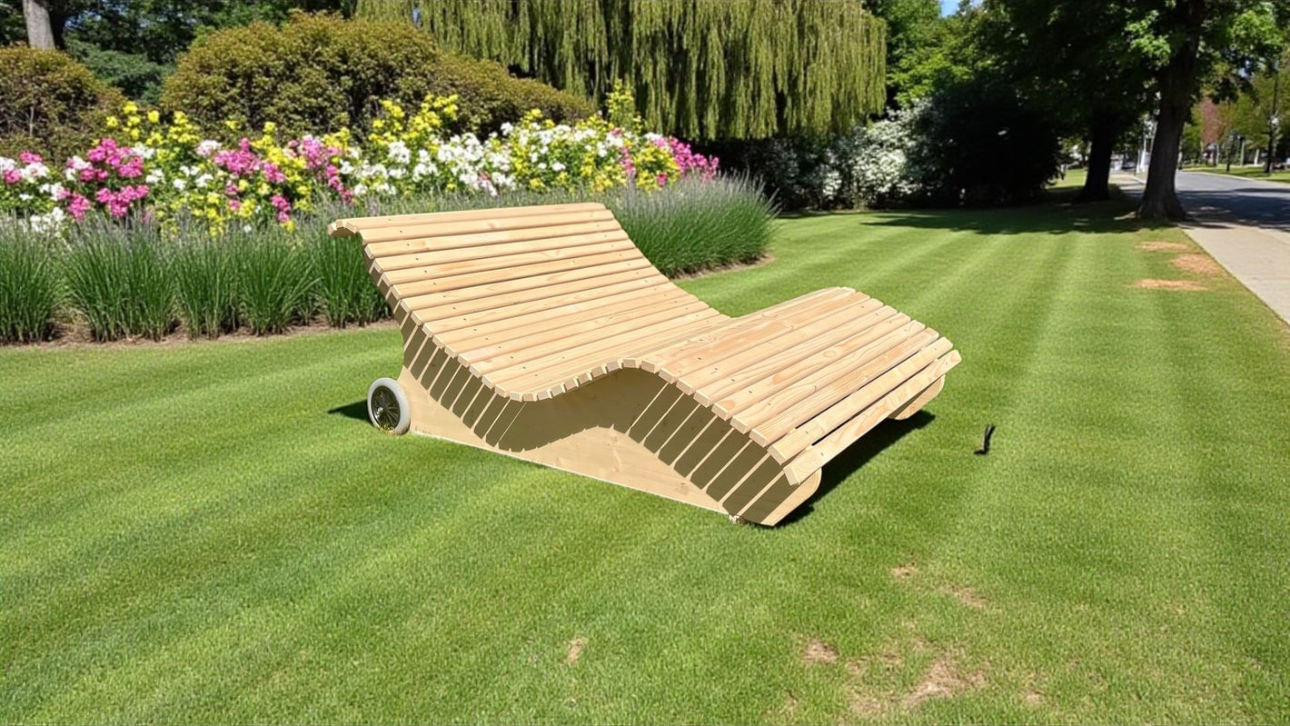 Himmelsliege ,,Hintersee" Gartenliege aus Fichtenholz mit Rädern