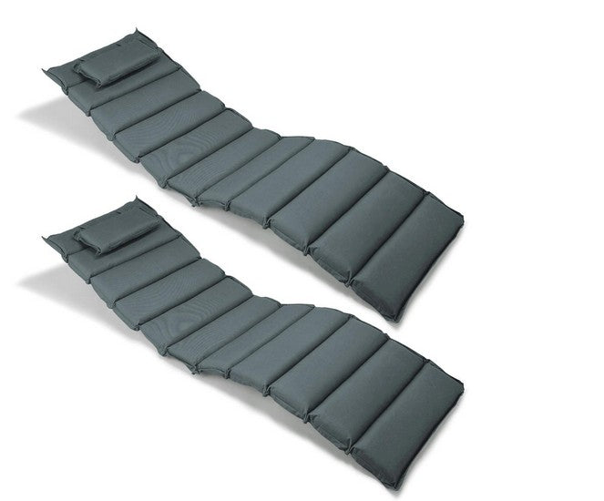 Liegenauflagen Polster Kopfkissen Garten Terrasse gesteppt Anthrazit 2 Stück